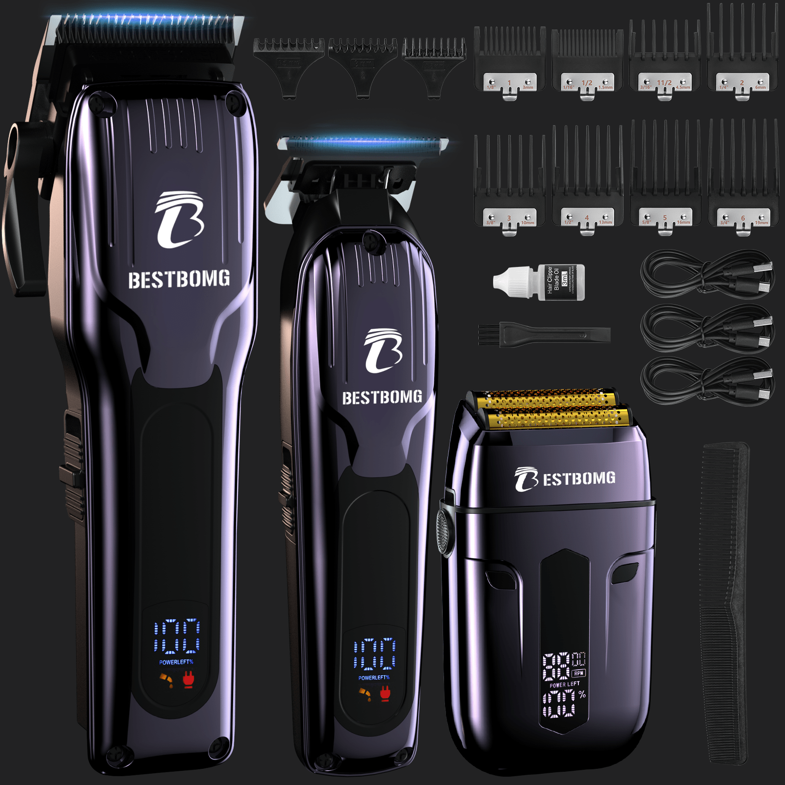 Blue Professional Hair Clippers & Beard Grooming Kit-BS-808C