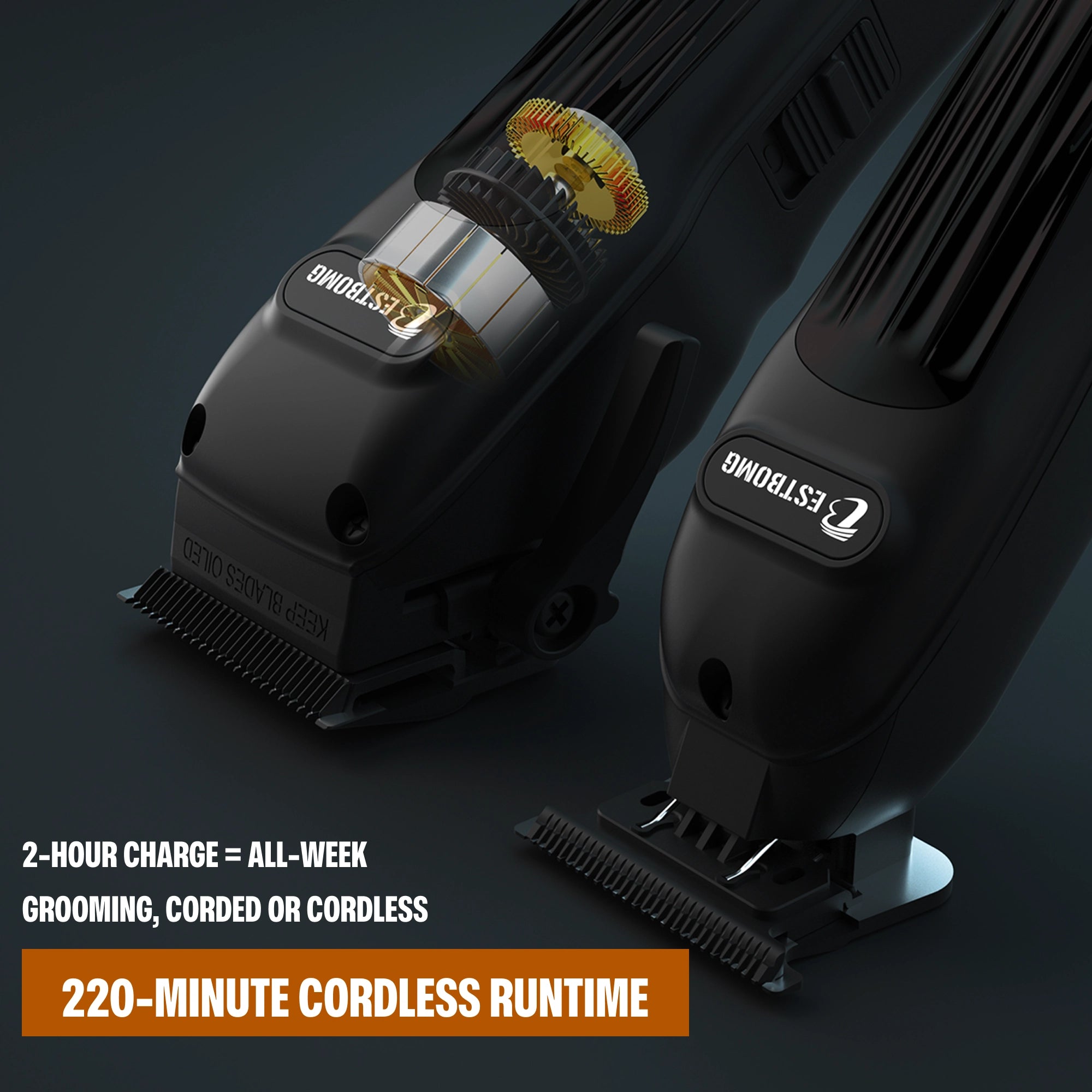 Black Professional Hair Clippers & Beard Grooming Kit-BS-808A