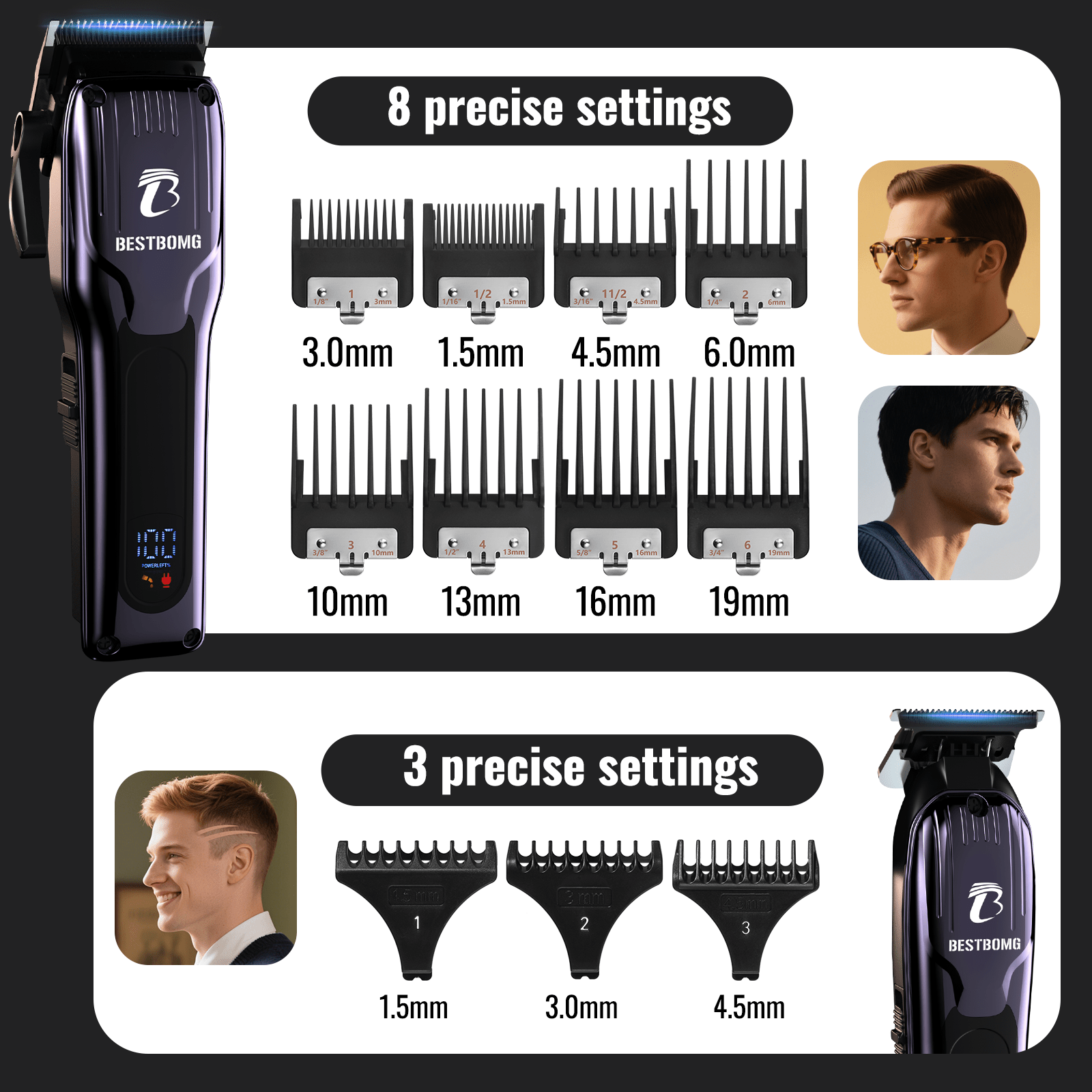 Blue Professional Hair Clippers & Beard Grooming Kit-BS-808C