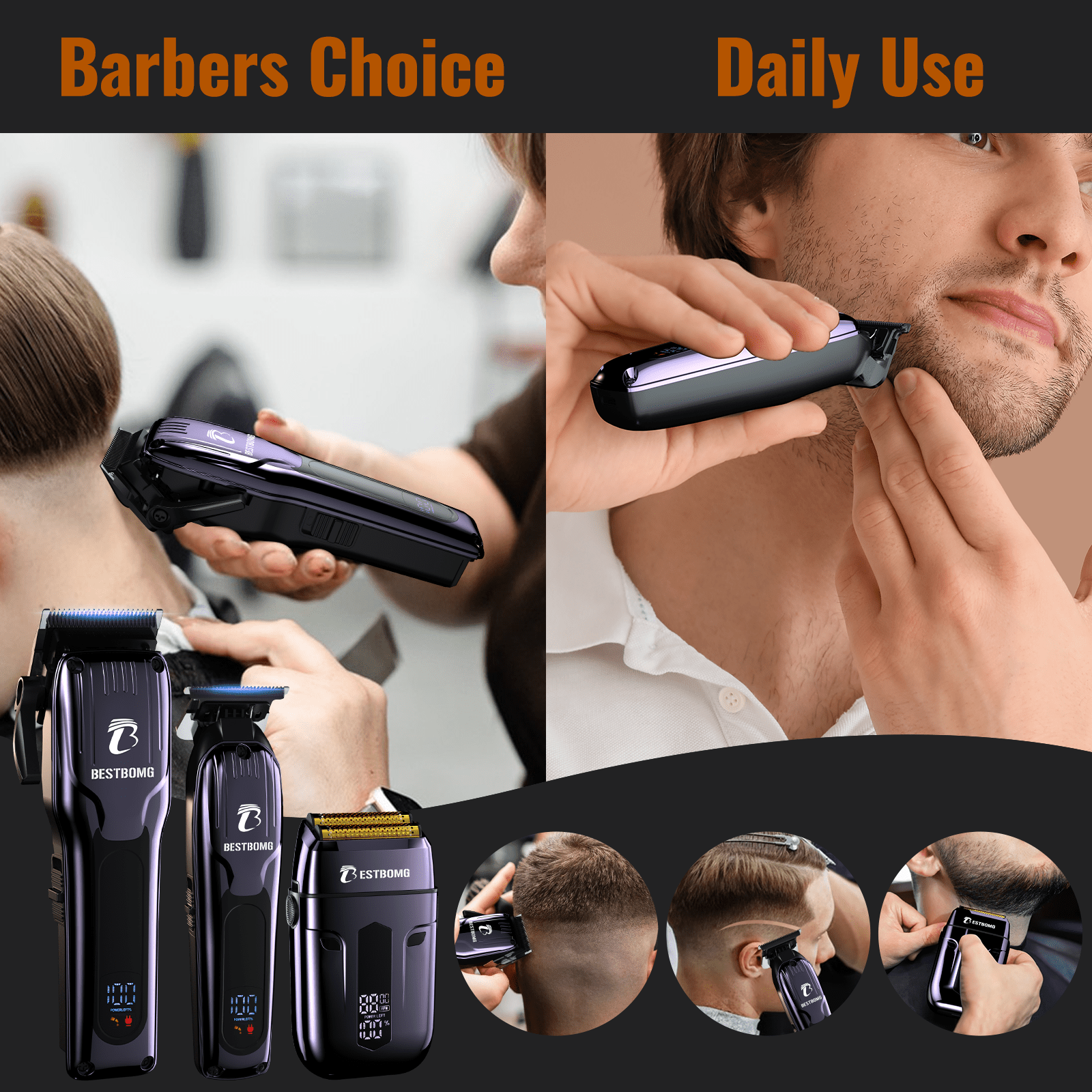 Blue Professional Hair Clippers & Beard Grooming Kit-BS-808C