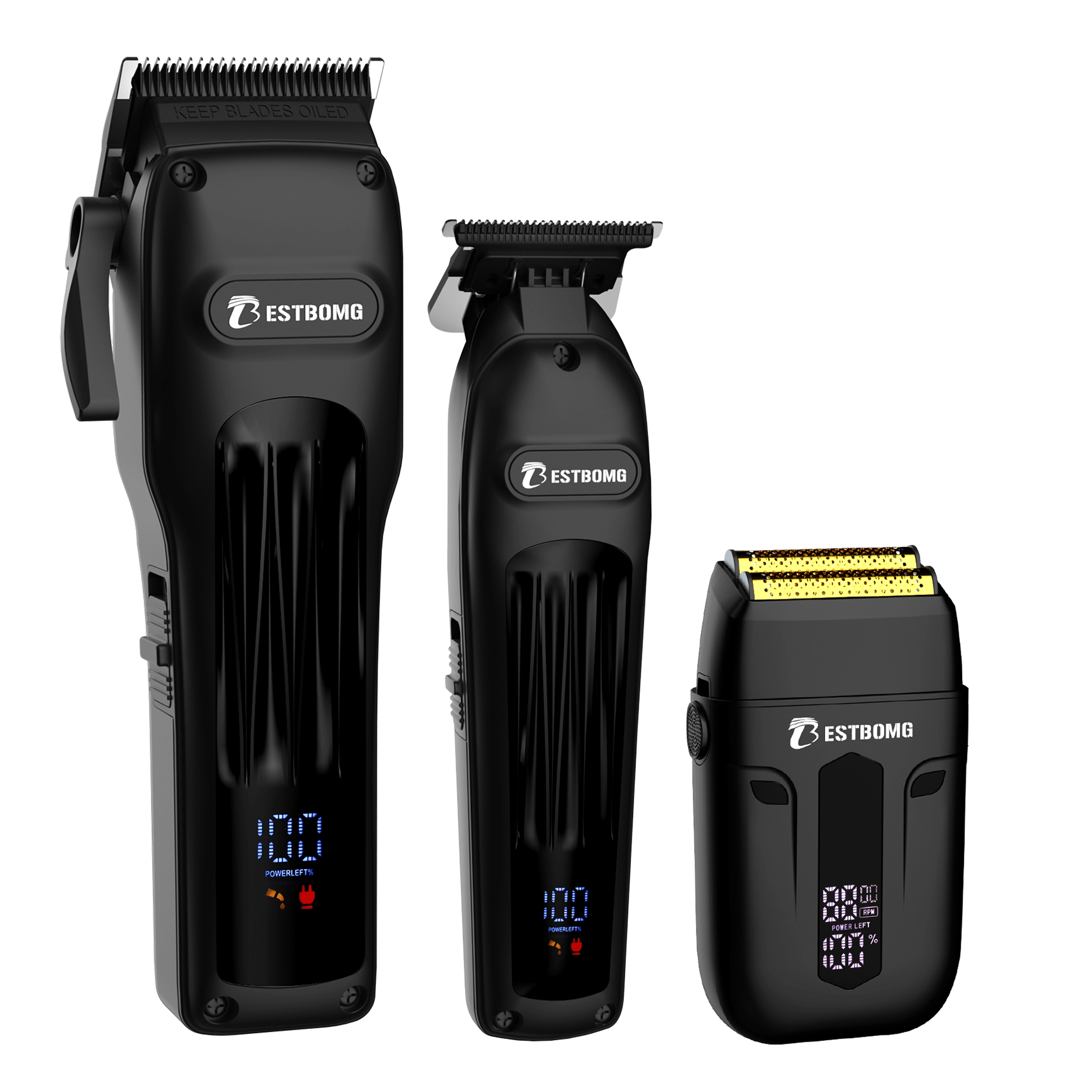 Black Professional Hair Clippers & Beard Grooming Kit-BS-808A