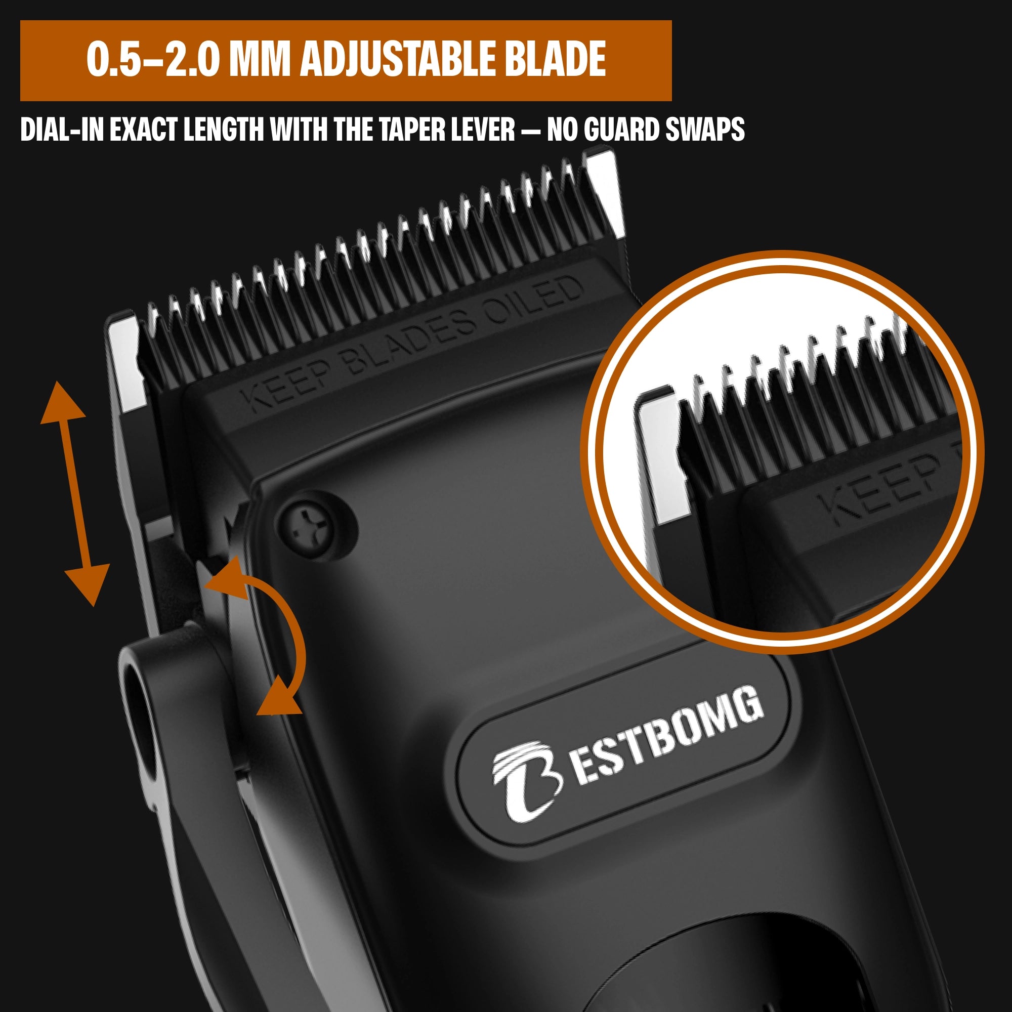Black Professional Hair Clippers & Beard Grooming Kit-BS-808A