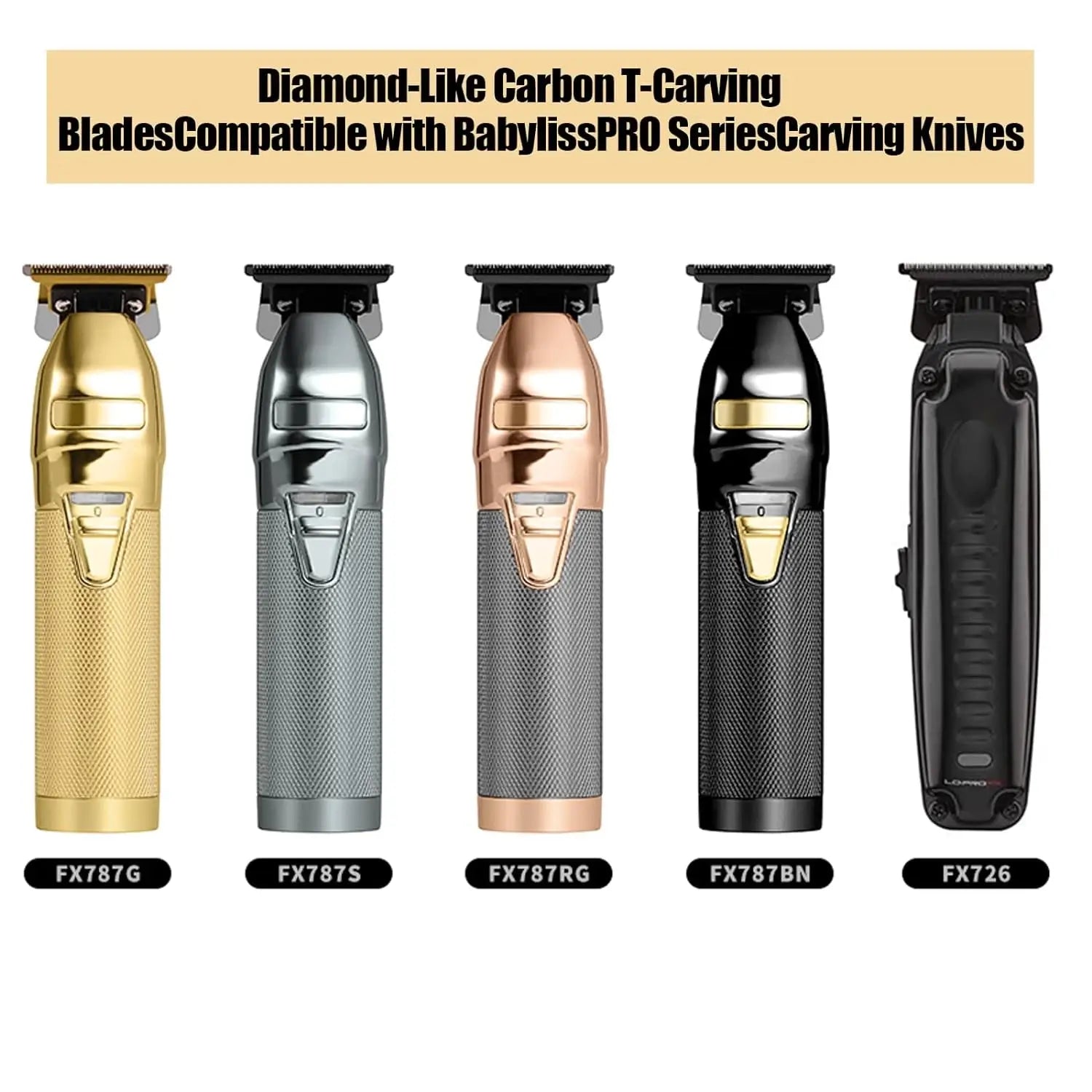 DLC Replacement Blades Compatible with BaBylissPRO Barberology Replacement Blades for Outlining Hair Trimmers (FX787) and LoPROFX Trimmers (FX726)