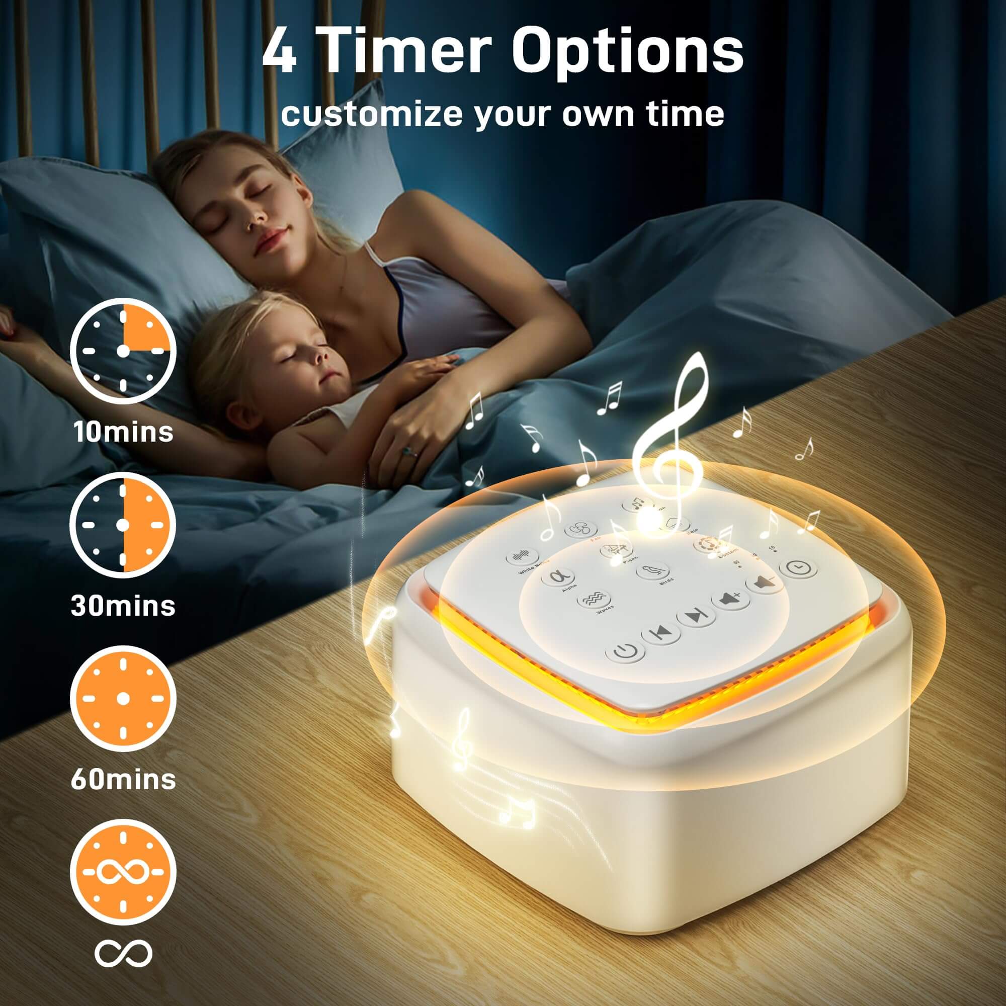 White Noise Machine 15 Soothing Sounds and Sleep Night Lights