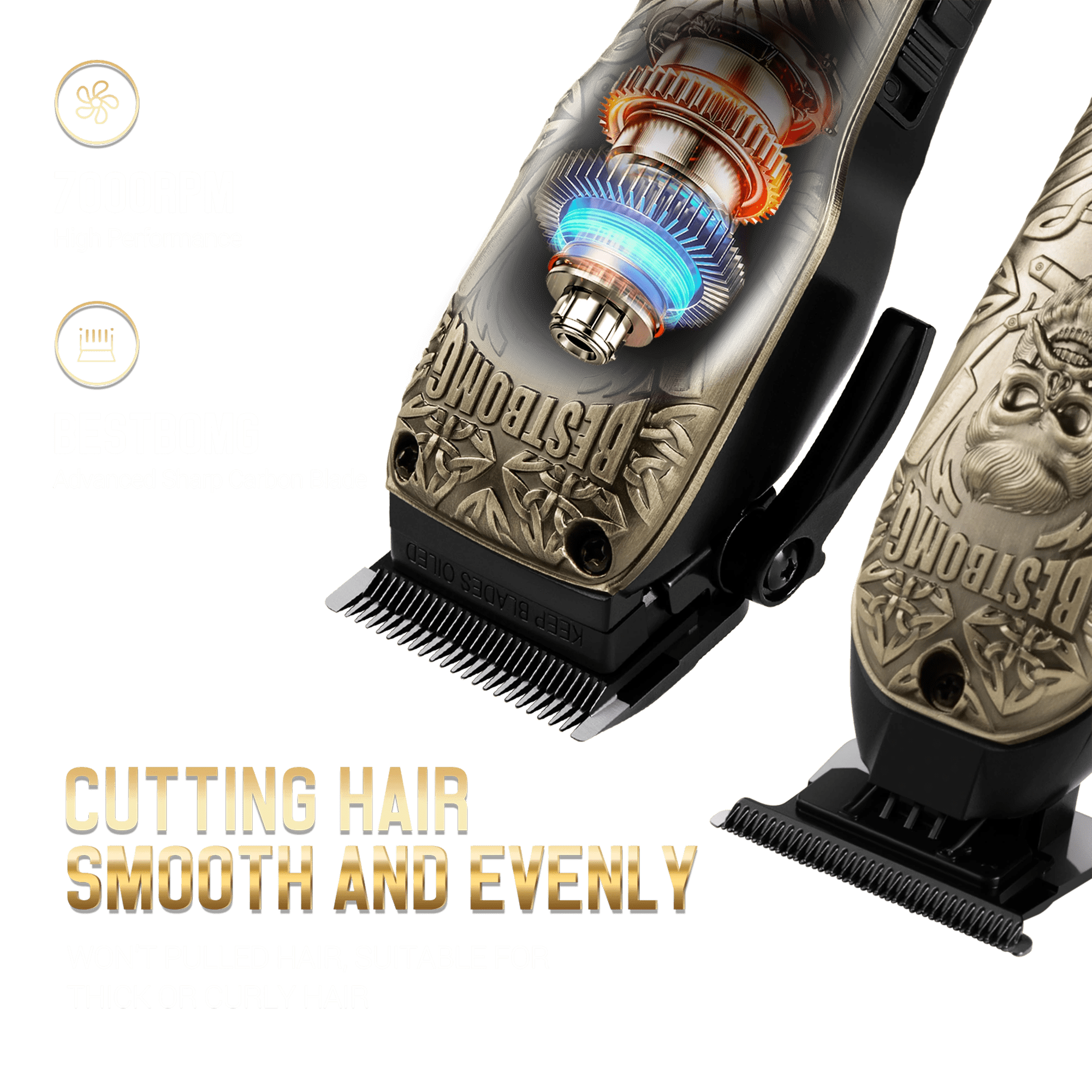 BS-807E Bronze Engraved Pro Hair Clippers & Beard Grooming Kit-BS-807E