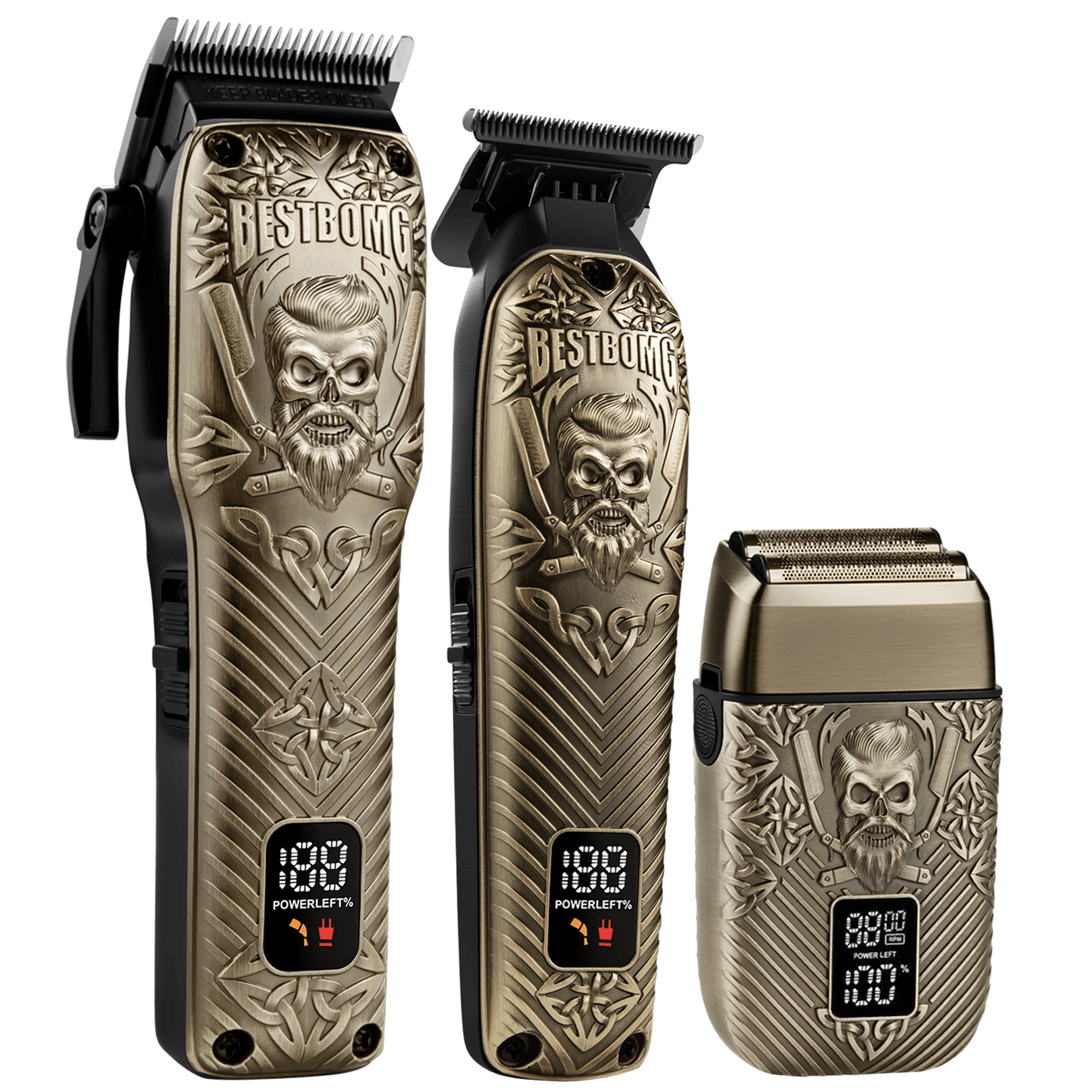 BS-807E Bronze Engraved Pro Hair Clippers & Beard Grooming Kit-BS-807E
