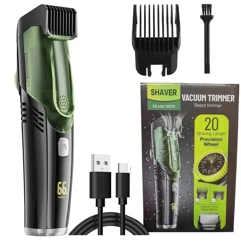 Vacuum Beard Trimmer for Men, Mustache Trimmer with 20 Length and Styles Adjustable.