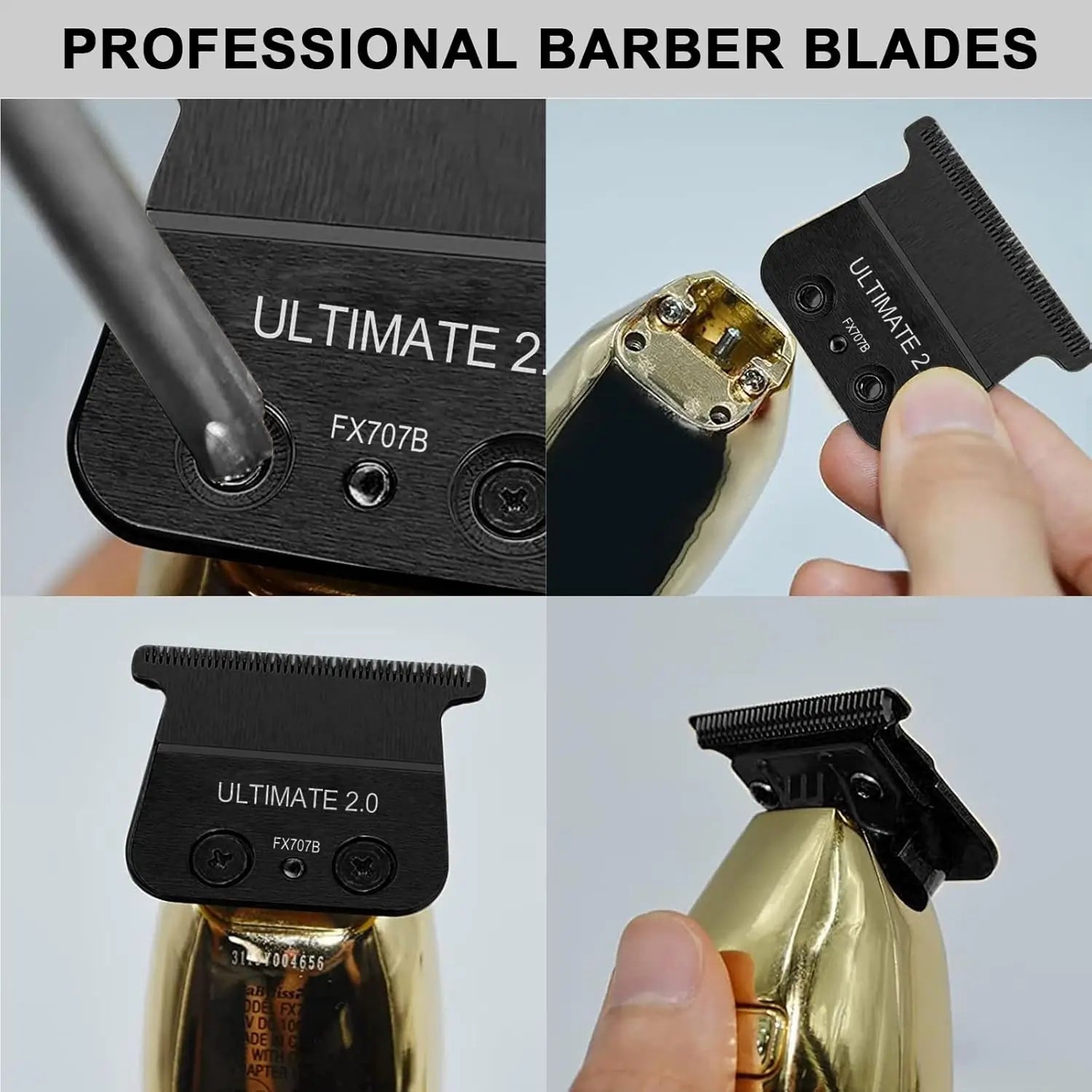 DLC Replacement Blades Compatible with BaBylissPRO Barberology Replacement Blades for Outlining Hair Trimmers (FX787) and LoPROFX Trimmers (FX726)