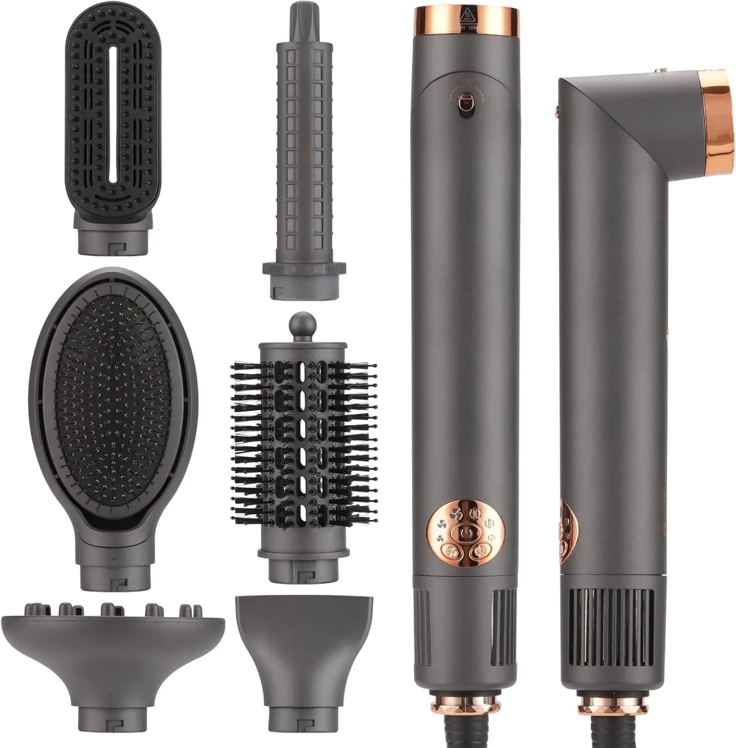 BESTBOMG Multistyler Warmluftbürste AirStyler, Glättbürste, Hot Air Styler Styling und Trockensystem, Lockenstab mit Verschiedenen Aufsätzen