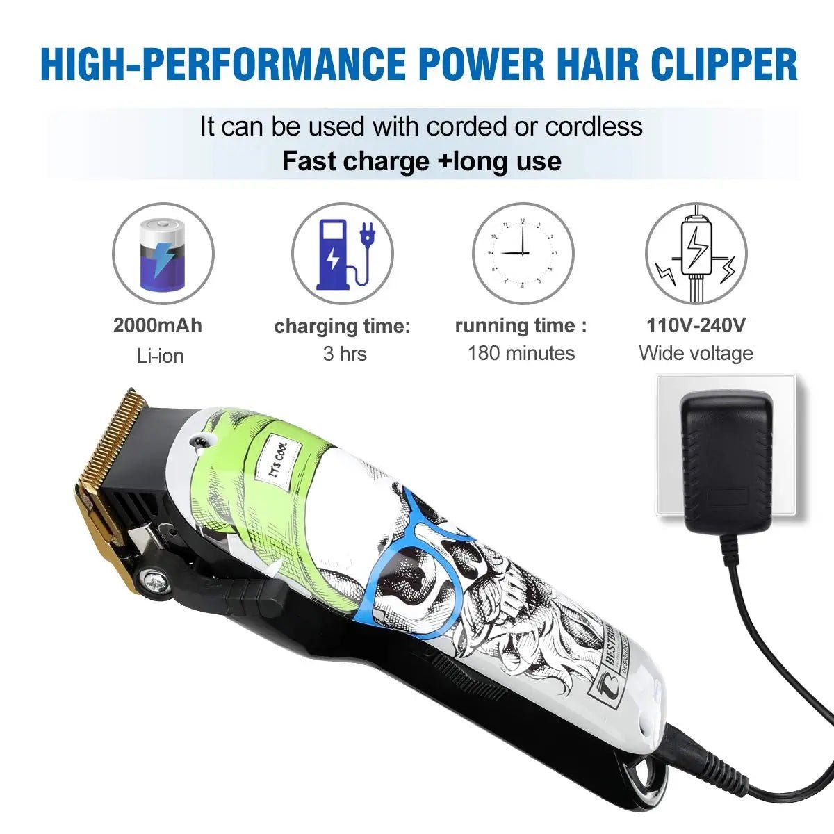 BESTBOMG-4YT-X9 2000mAh Hair Beard Trimmer Hair Cutting Kit