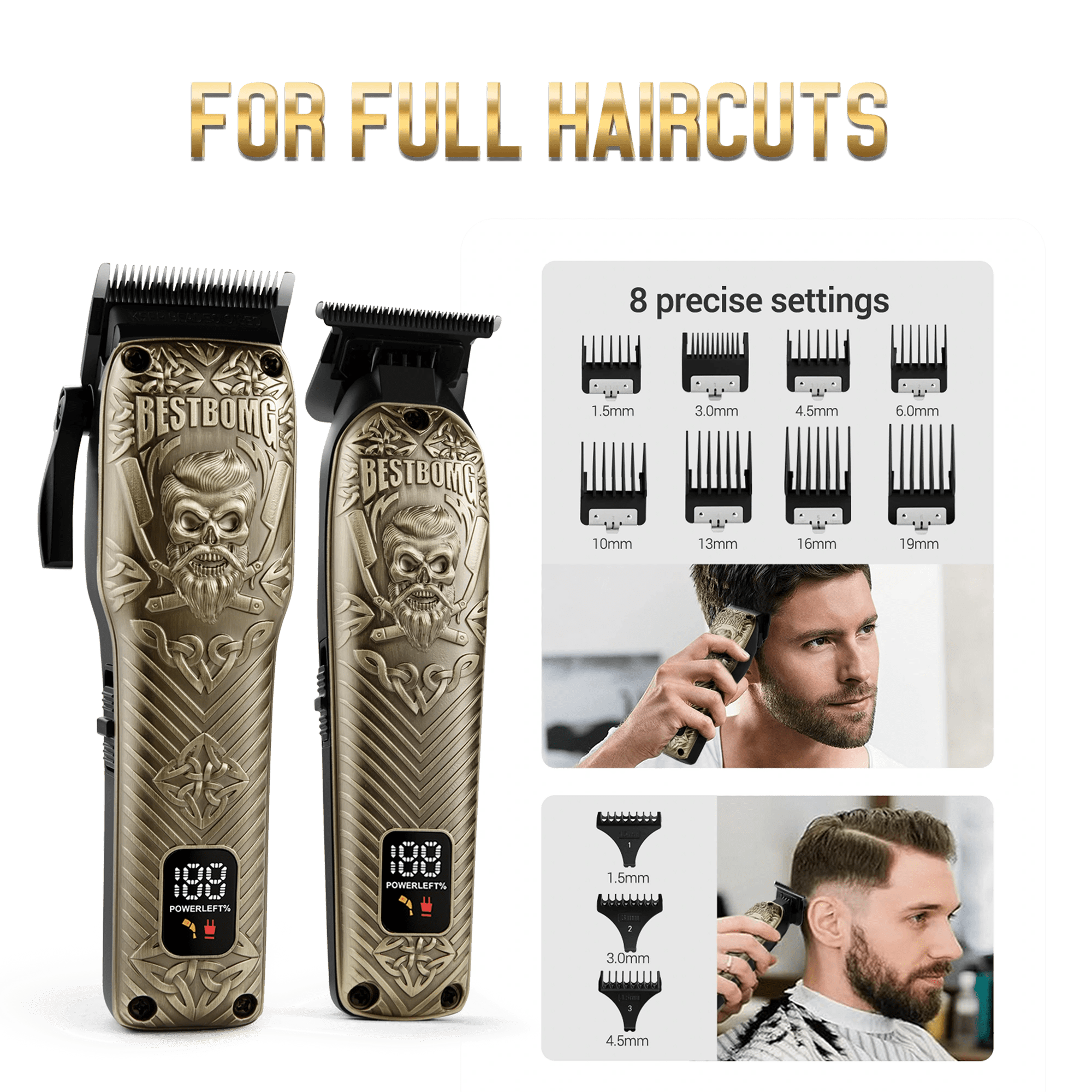 BS-807E Bronze Engraved Pro Hair Clippers & Beard Grooming Kit-BS-807E