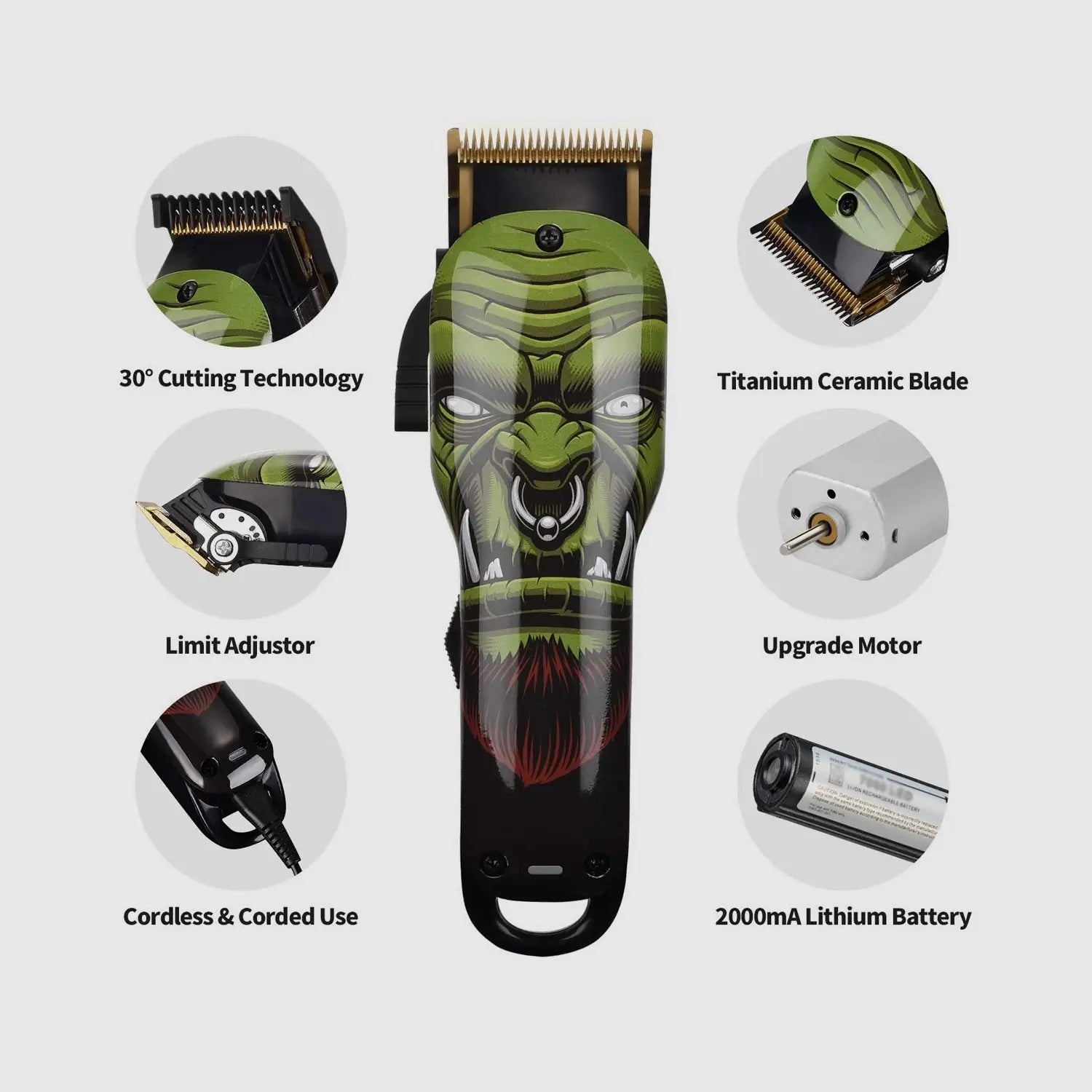 BESTBOMG-4YT-X14 2000mAh Professional Quiet Hair Clippers