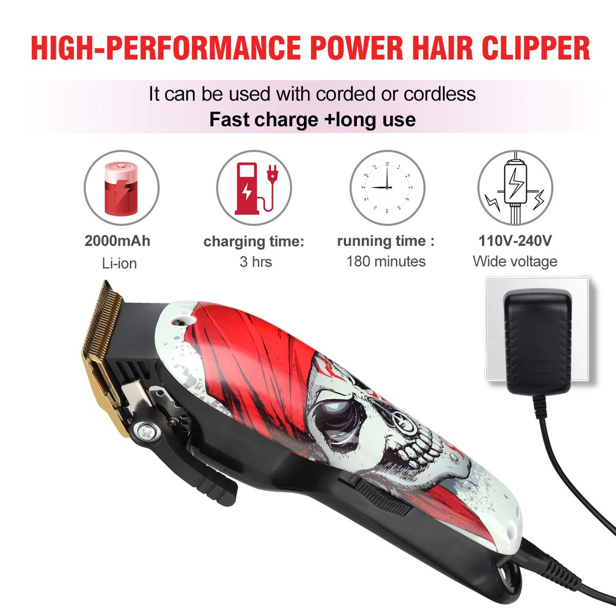 BESTBOMG-4YT-X12 2000mAh Rechargeable Hair Clipper